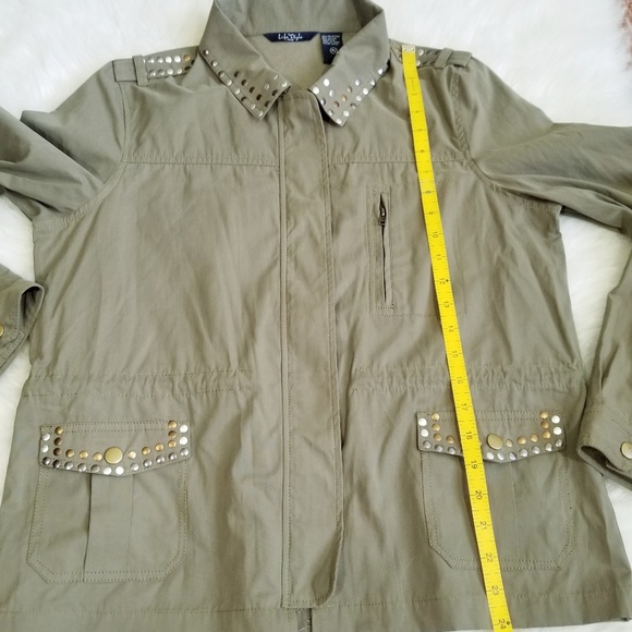 Life Style green military zippered jacket. Size PL - Picture 5 of 8